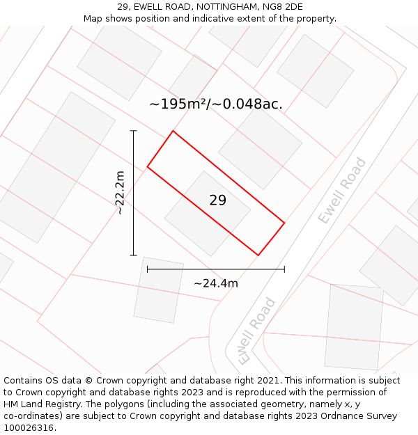 29, EWELL ROAD, NOTTINGHAM, NG8 2DE: Plot and title map