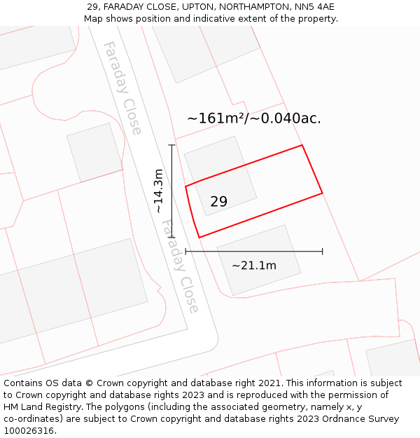 29, FARADAY CLOSE, UPTON, NORTHAMPTON, NN5 4AE: Plot and title map