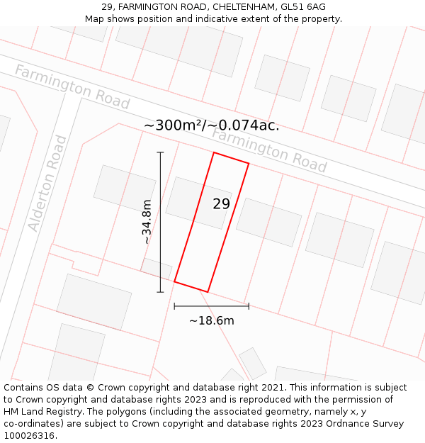 29, FARMINGTON ROAD, CHELTENHAM, GL51 6AG: Plot and title map
