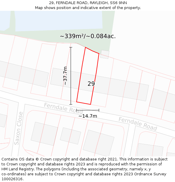 29, FERNDALE ROAD, RAYLEIGH, SS6 9NN: Plot and title map