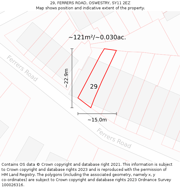 29, FERRERS ROAD, OSWESTRY, SY11 2EZ: Plot and title map