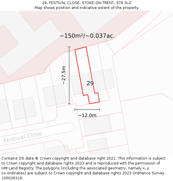 29, FESTIVAL CLOSE, STOKE-ON-TRENT, ST6 3LG: Plot and title map