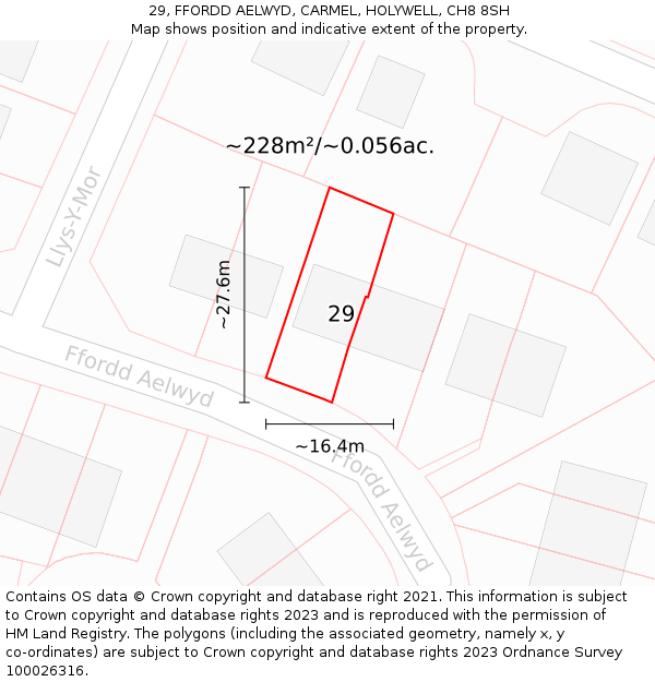 29, FFORDD AELWYD, CARMEL, HOLYWELL, CH8 8SH: Plot and title map