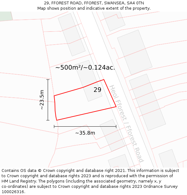 29, FFOREST ROAD, FFOREST, SWANSEA, SA4 0TN: Plot and title map