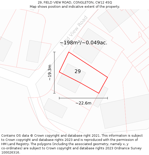 29, FIELD VIEW ROAD, CONGLETON, CW12 4SQ: Plot and title map