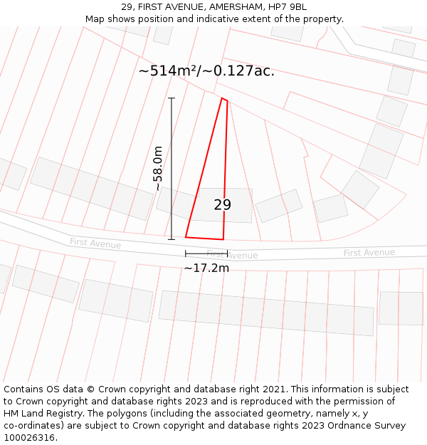 29, FIRST AVENUE, AMERSHAM, HP7 9BL: Plot and title map