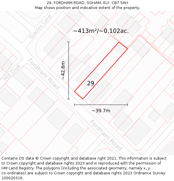 29, FORDHAM ROAD, SOHAM, ELY, CB7 5AH: Plot and title map