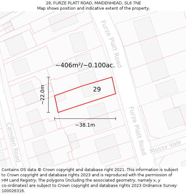 29, FURZE PLATT ROAD, MAIDENHEAD, SL6 7NE: Plot and title map