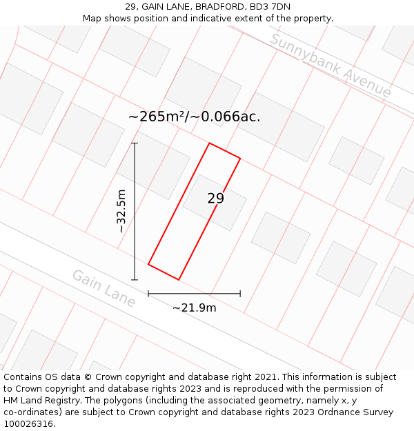 29, GAIN LANE, BRADFORD, BD3 7DN: Plot and title map