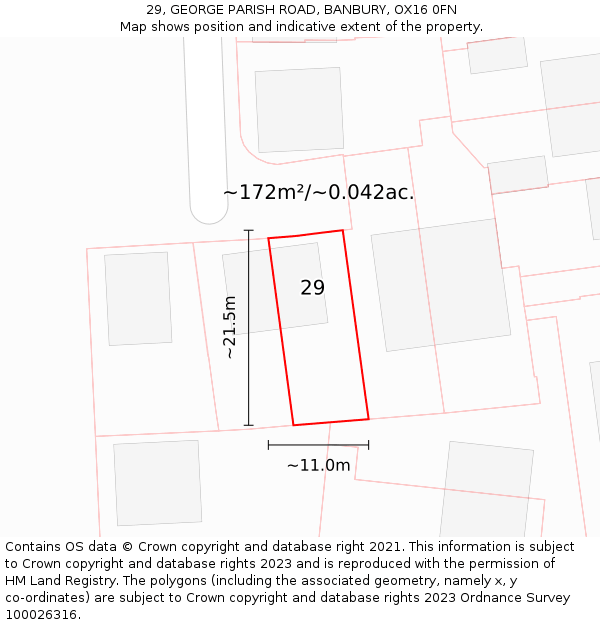 29, GEORGE PARISH ROAD, BANBURY, OX16 0FN: Plot and title map