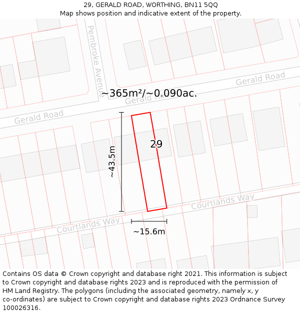 29, GERALD ROAD, WORTHING, BN11 5QQ: Plot and title map