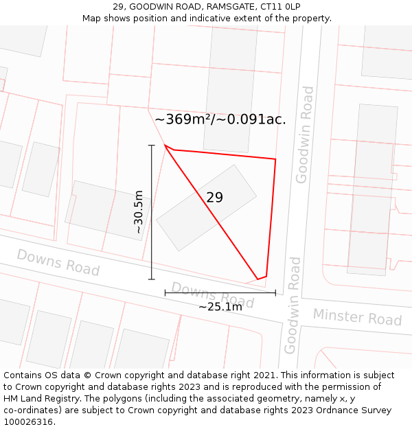 29, GOODWIN ROAD, RAMSGATE, CT11 0LP: Plot and title map