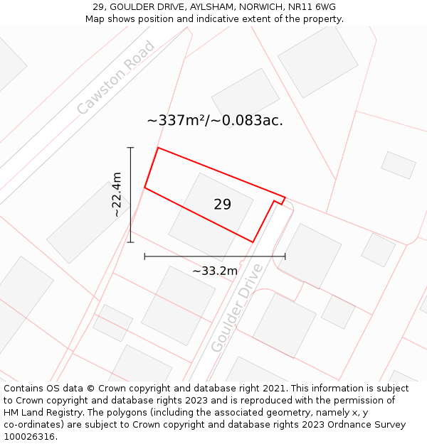 29, GOULDER DRIVE, AYLSHAM, NORWICH, NR11 6WG: Plot and title map