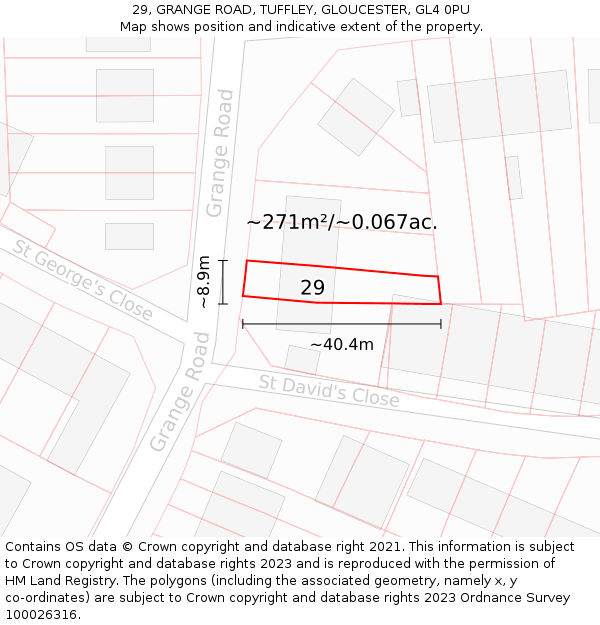 29, GRANGE ROAD, TUFFLEY, GLOUCESTER, GL4 0PU: Plot and title map