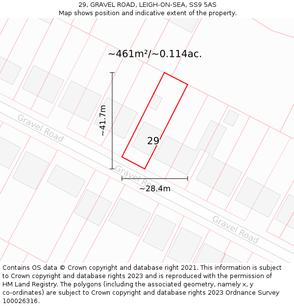 29, GRAVEL ROAD, LEIGH-ON-SEA, SS9 5AS: Plot and title map