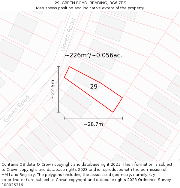 29, GREEN ROAD, READING, RG6 7BS: Plot and title map