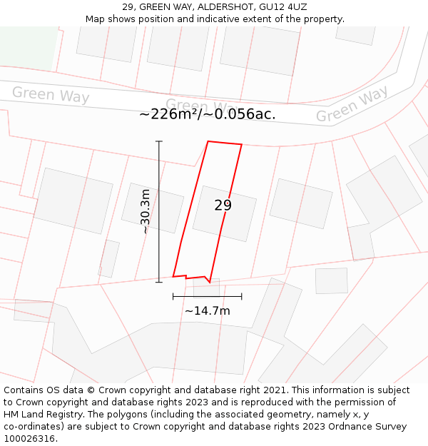 29, GREEN WAY, ALDERSHOT, GU12 4UZ: Plot and title map