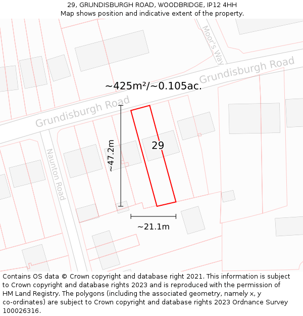 29, GRUNDISBURGH ROAD, WOODBRIDGE, IP12 4HH: Plot and title map