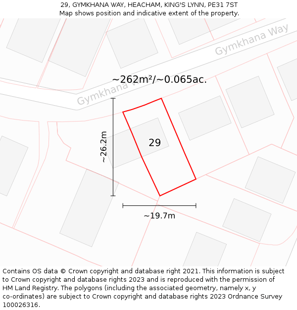 29, GYMKHANA WAY, HEACHAM, KING'S LYNN, PE31 7ST: Plot and title map