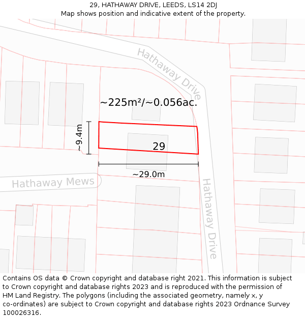 29, HATHAWAY DRIVE, LEEDS, LS14 2DJ: Plot and title map