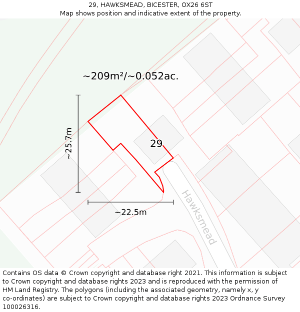 29, HAWKSMEAD, BICESTER, OX26 6ST: Plot and title map