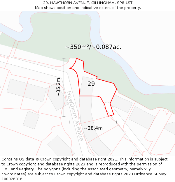 29, HAWTHORN AVENUE, GILLINGHAM, SP8 4ST: Plot and title map