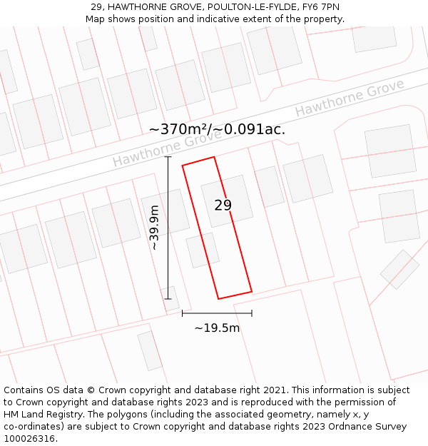 29, HAWTHORNE GROVE, POULTON-LE-FYLDE, FY6 7PN: Plot and title map