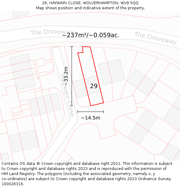 29, HAYWAIN CLOSE, WOLVERHAMPTON, WV9 5QQ: Plot and title map