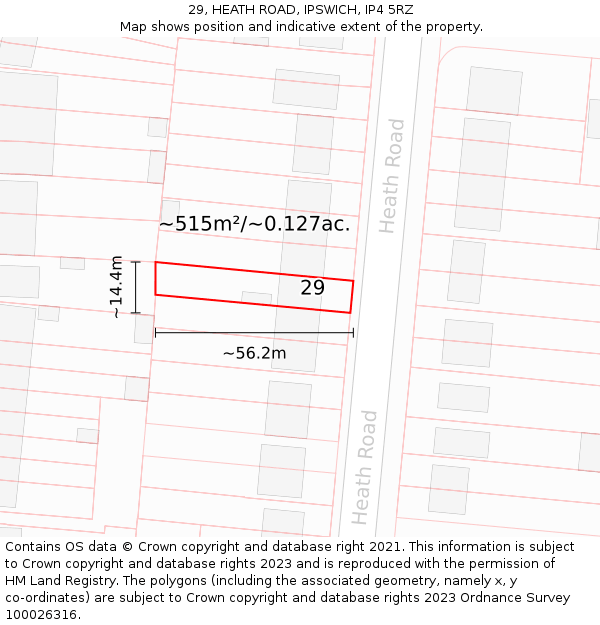 29, HEATH ROAD, IPSWICH, IP4 5RZ: Plot and title map