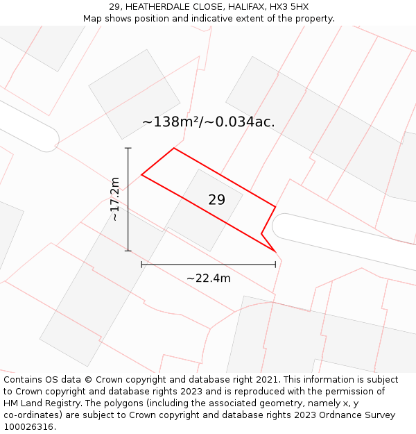 29, HEATHERDALE CLOSE, HALIFAX, HX3 5HX: Plot and title map