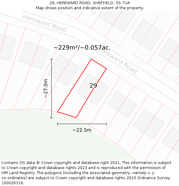 29, HEREWARD ROAD, SHEFFIELD, S5 7UA: Plot and title map