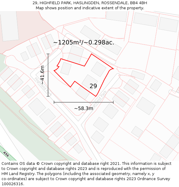 29, HIGHFIELD PARK, HASLINGDEN, ROSSENDALE, BB4 4BH: Plot and title map