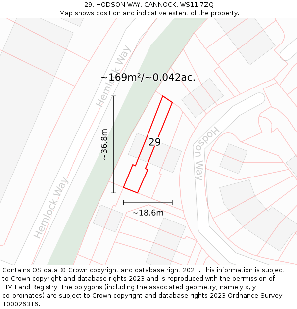 29, HODSON WAY, CANNOCK, WS11 7ZQ: Plot and title map