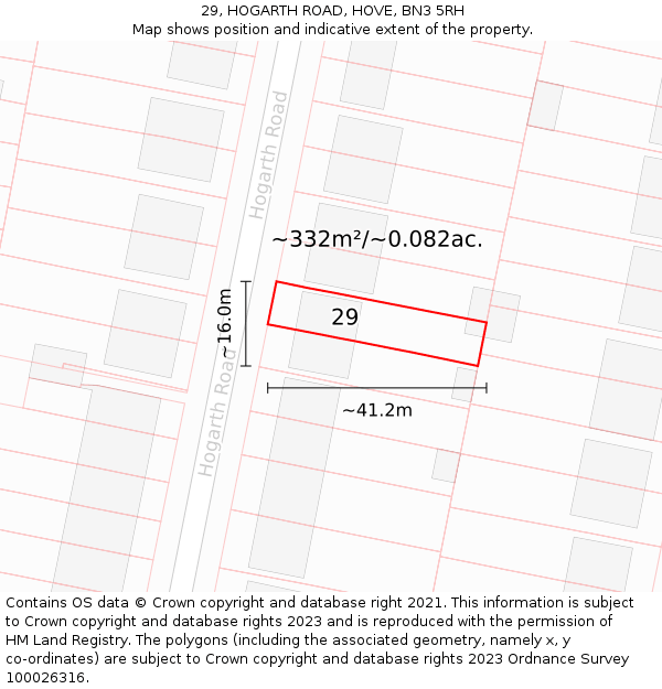 29, HOGARTH ROAD, HOVE, BN3 5RH: Plot and title map