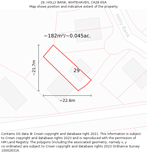 29, HOLLY BANK, WHITEHAVEN, CA28 6SA: Plot and title map