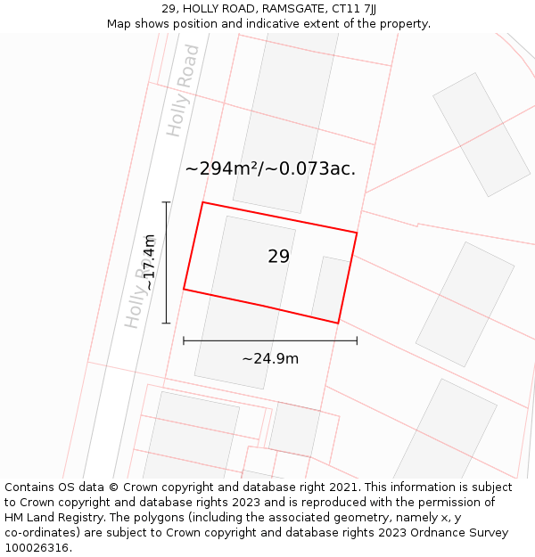 29, HOLLY ROAD, RAMSGATE, CT11 7JJ: Plot and title map