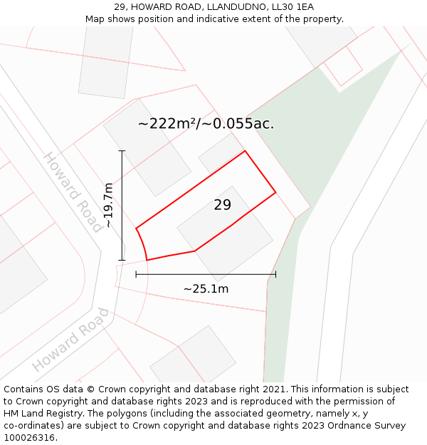 29, HOWARD ROAD, LLANDUDNO, LL30 1EA: Plot and title map