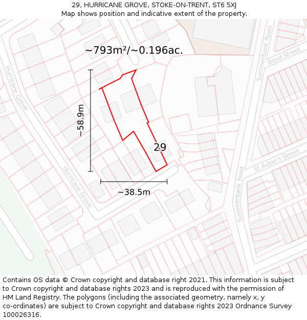 29, HURRICANE GROVE, STOKE-ON-TRENT, ST6 5XJ: Plot and title map