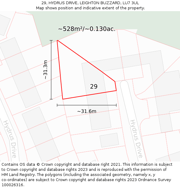 29, HYDRUS DRIVE, LEIGHTON BUZZARD, LU7 3UL: Plot and title map