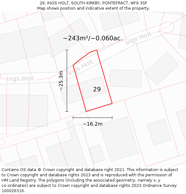 29, INGS HOLT, SOUTH KIRKBY, PONTEFRACT, WF9 3SF: Plot and title map