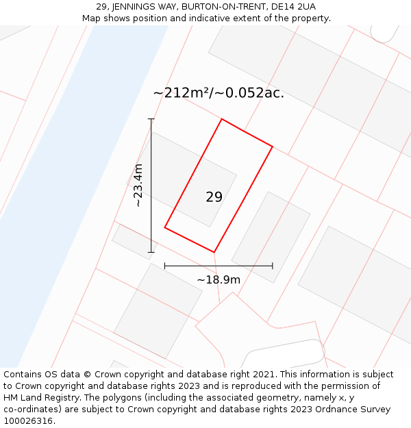 29, JENNINGS WAY, BURTON-ON-TRENT, DE14 2UA: Plot and title map