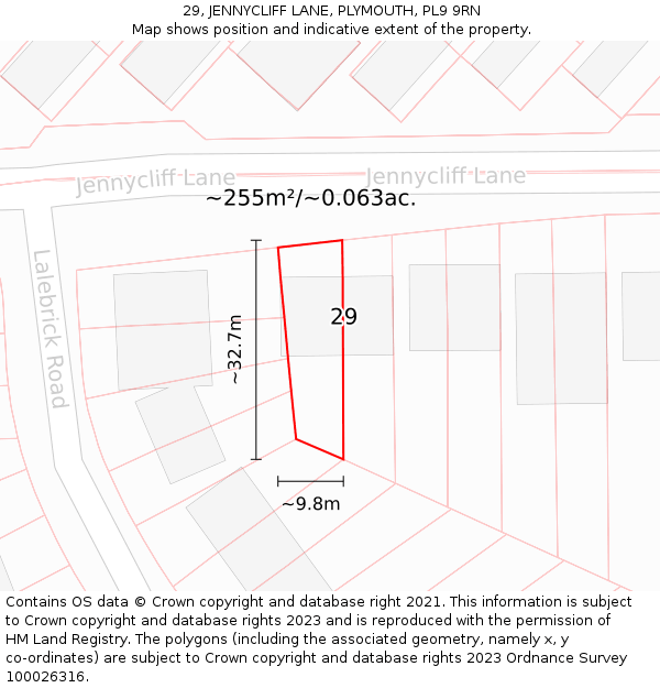 29, JENNYCLIFF LANE, PLYMOUTH, PL9 9RN: Plot and title map