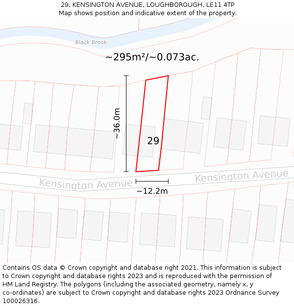 29, KENSINGTON AVENUE, LOUGHBOROUGH, LE11 4TP: Plot and title map