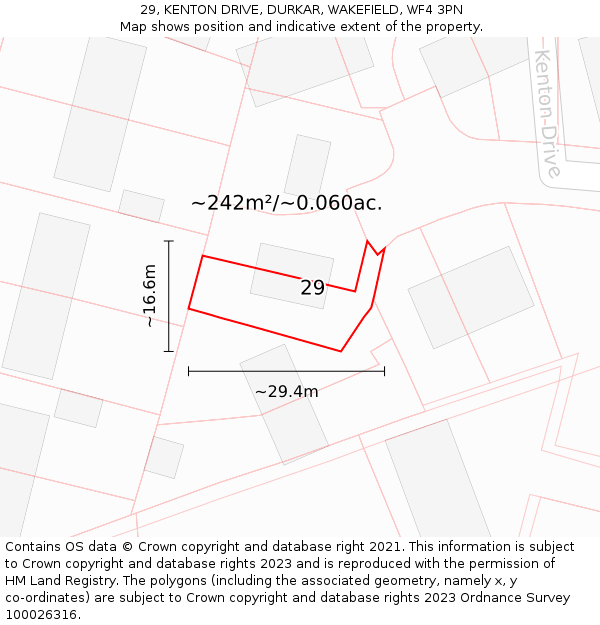 29, KENTON DRIVE, DURKAR, WAKEFIELD, WF4 3PN: Plot and title map