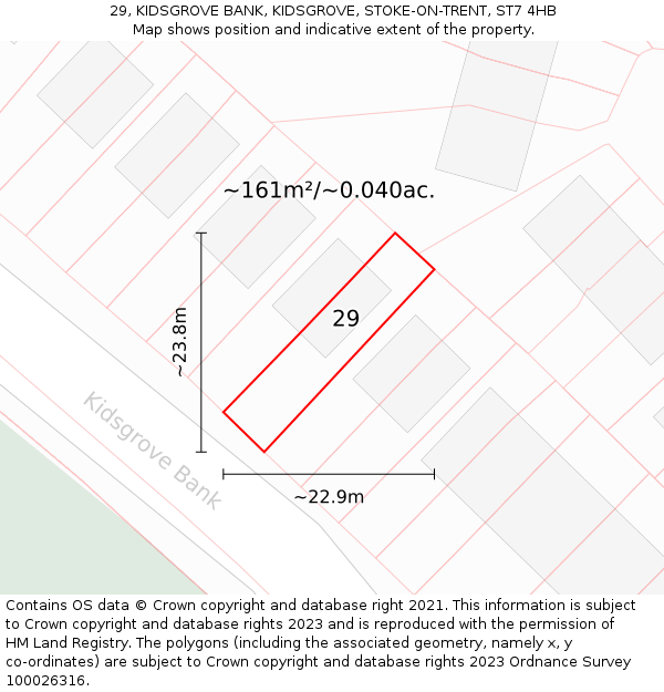 29, KIDSGROVE BANK, KIDSGROVE, STOKE-ON-TRENT, ST7 4HB: Plot and title map