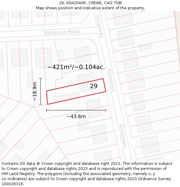 29, KINGSWAY, CREWE, CW2 7NB: Plot and title map