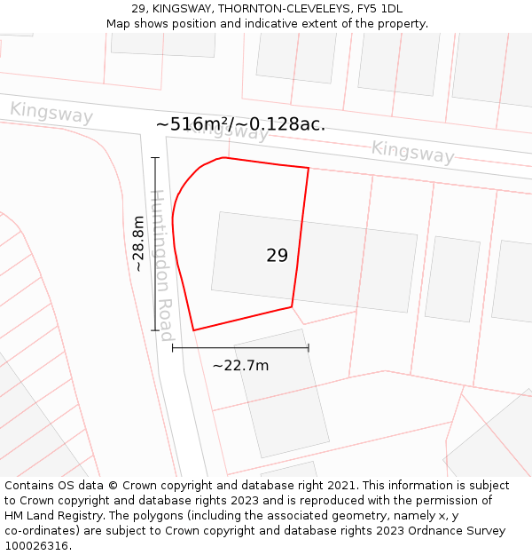 29, KINGSWAY, THORNTON-CLEVELEYS, FY5 1DL: Plot and title map