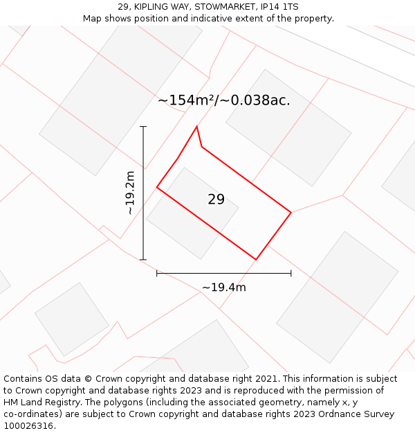 29, KIPLING WAY, STOWMARKET, IP14 1TS: Plot and title map