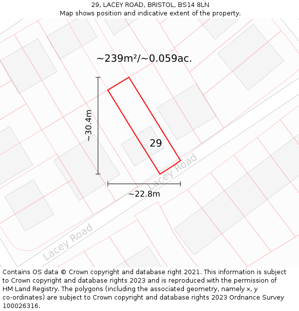 29, LACEY ROAD, BRISTOL, BS14 8LN: Plot and title map