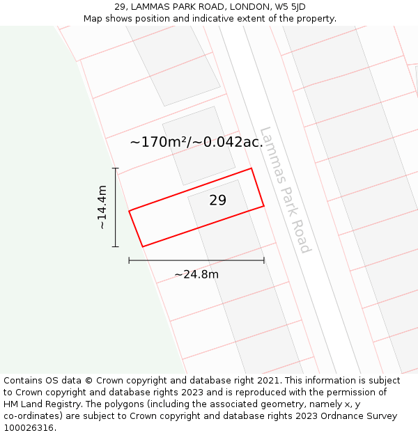 29, LAMMAS PARK ROAD, LONDON, W5 5JD: Plot and title map